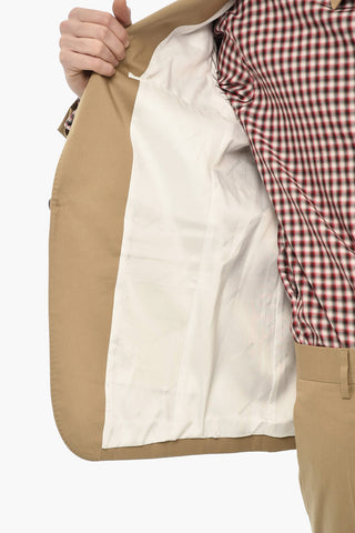 Stretch Cotton Two-Button Suit with Peak Lapel