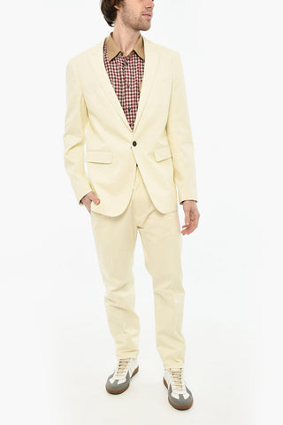 Stretch Cotton Two-Button Suit with Peak Lapel