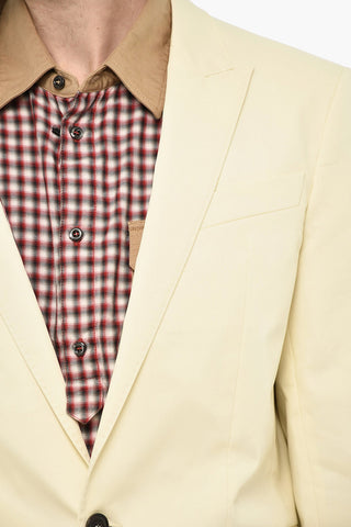 Stretch Cotton Two-Button Suit with Peak Lapel