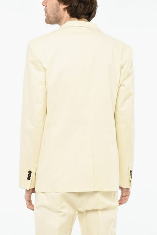 Stretch Cotton Two-Button Suit with Peak Lapel