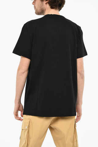 Cotton Crewneck T-Shirt With Front Camouflage Pocket