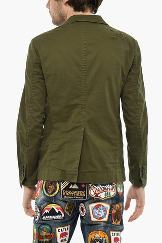 Blazer a 3 Bottoni in Cotone Effetto Distressed