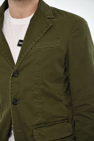 Blazer a 3 Bottoni in Cotone Effetto Distressed