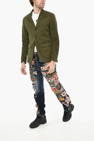 Blazer a 3 Bottoni in Cotone Effetto Distressed