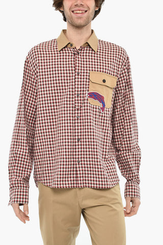 Camicia in Cotone a Quadri con Collo Italiano