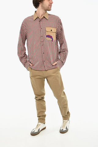 Camicia in Cotone a Quadri con Collo Italiano