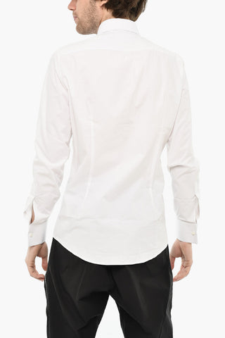 Camicia in Popeline di Cotone con Collo Francese