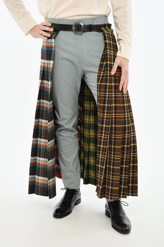 Checked Maxi Wrap Skirt with Frayed Hem