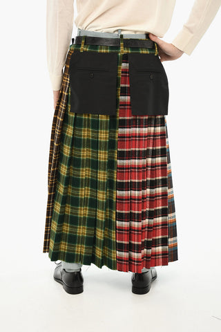 Checked Maxi Wrap Skirt with Frayed Hem