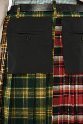 Checked Maxi Wrap Skirt with Frayed Hem