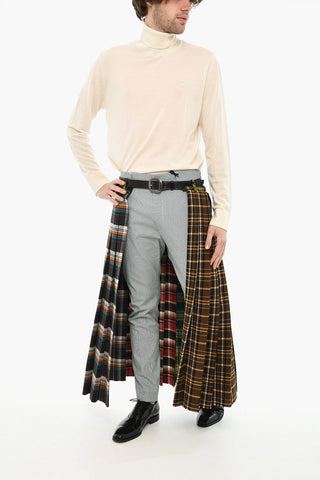 Checked Maxi Wrap Skirt with Frayed Hem