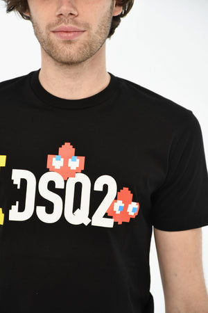 Baumwoll-T-Shirt mit Rundhalsausschnitt und Druck