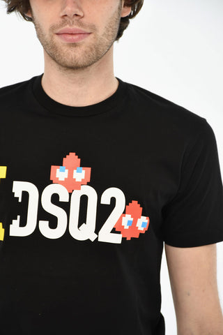 Baumwoll-T-Shirt mit Rundhalsausschnitt und Druck