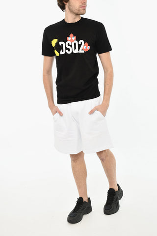 Baumwoll-T-Shirt mit Rundhalsausschnitt und Druck