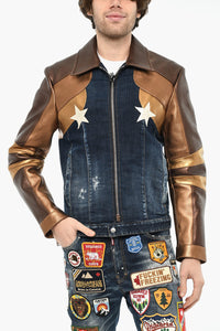 Denim Jacket with Vegan Leather Sleeves