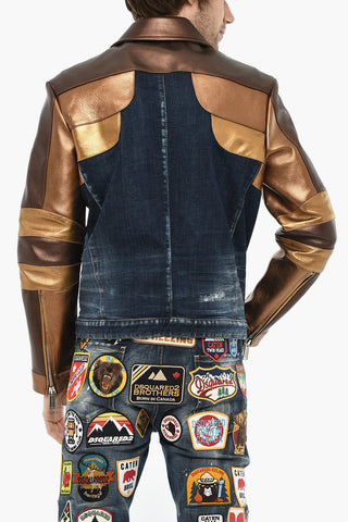 Denim Jacket with Vegan Leather Sleeves