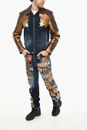 Denim Jacket with Vegan Leather Sleeves
