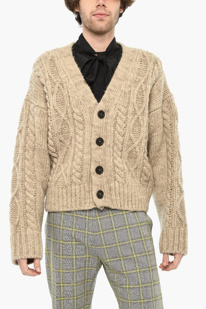Cardigan Collo a V In Misto Lana con 4 Bottoni