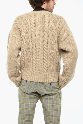 Cardigan Collo a V In Misto Lana con 4 Bottoni