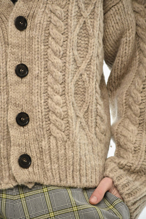Cardigan Collo a V In Misto Lana con 4 Bottoni