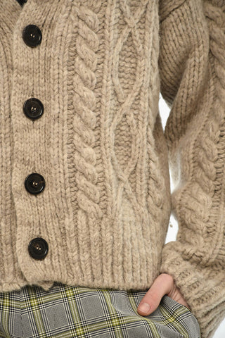 Cardigan Collo a V In Misto Lana con 4 Bottoni