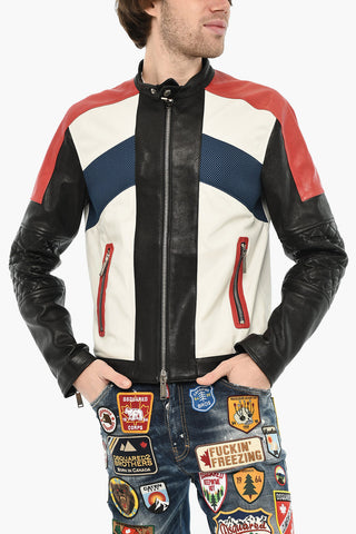 Color Block Leather Jacket