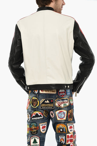 Color Block Leather Jacket
