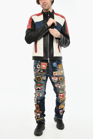 Color Block Leather Jacket