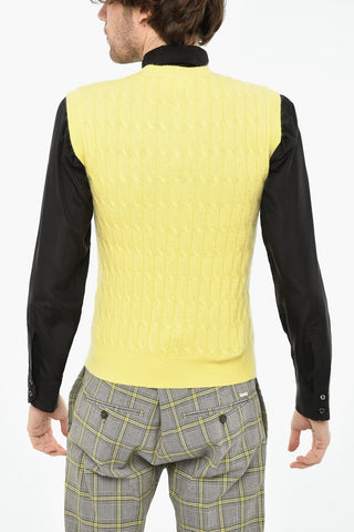 Maglia Scollo a V Senza Maniche a Trecce