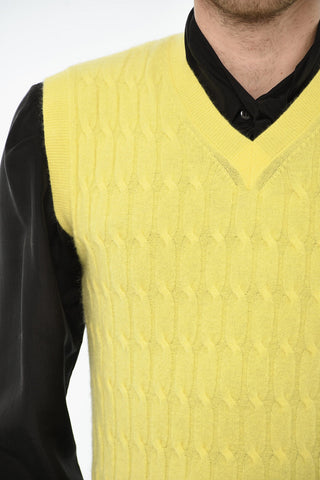 Maglia Scollo a V Senza Maniche a Trecce