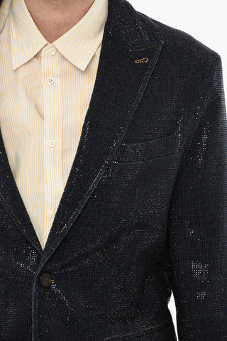 Blazer a 2 Bottoni con Strass All-Over