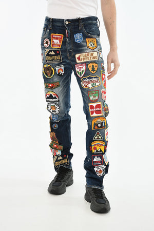 Jeans Regular Fit con Patch All Over 19cm