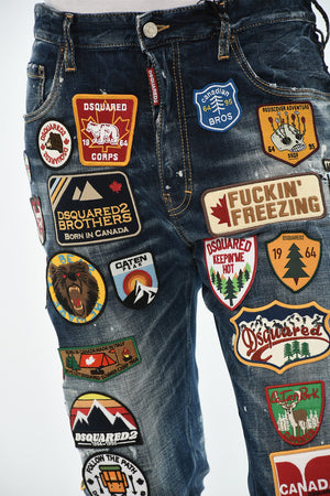 Jeans Regular Fit con Patch All Over 19cm
