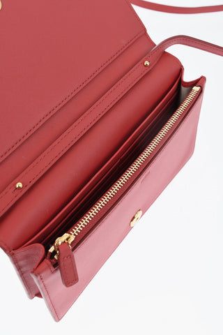 Solid-Color Leather Wallet with Removable Strap