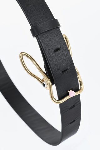 Cintura In Pelle con Fibbia Effetto Dorata 40mm