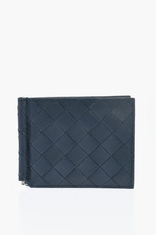 Woven Leather Wallet with Money Clip