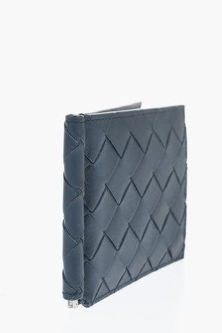 Woven Leather Wallet with Money Clip