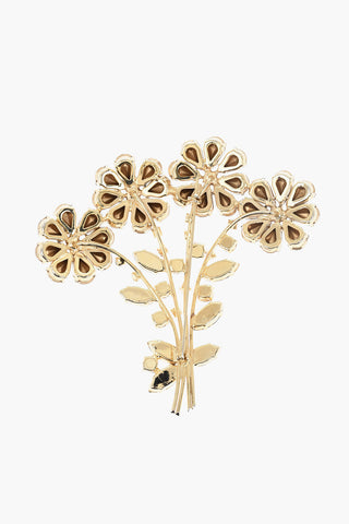 Spilla in Metallo dal Design Floreale Impreziosita da Gioielli
