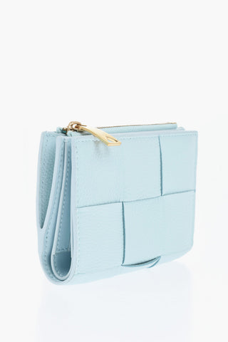 Woven Leather Wallet with Zip
