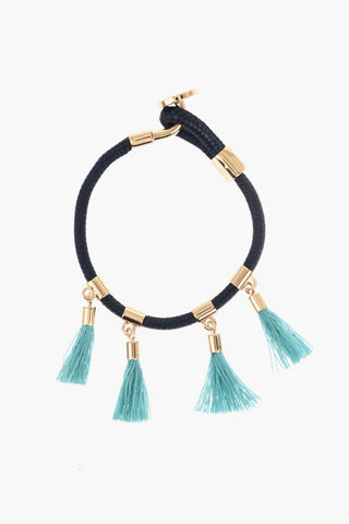 Armband aus Kordel mit Quasten und Details aus goldfarbenem Metall