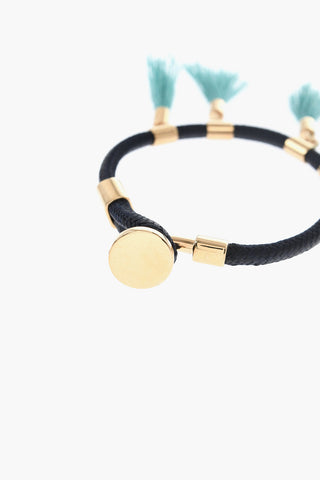 Armband aus Kordel mit Quasten und Details aus goldfarbenem Metall