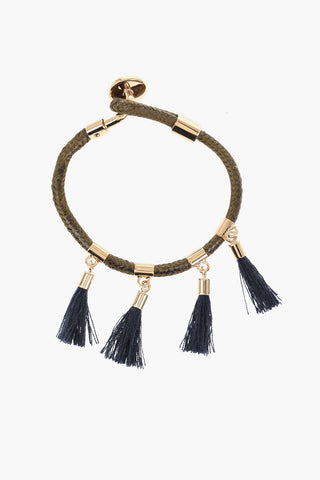 Rope Bracelet with Tassels and Gold-Tone Metal Details