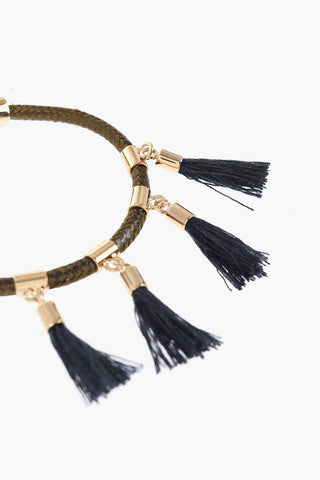 Rope Bracelet with Tassels and Gold-Tone Metal Details