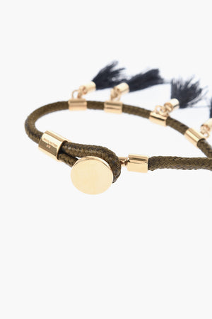 Rope Bracelet with Tassels and Gold-Tone Metal Details