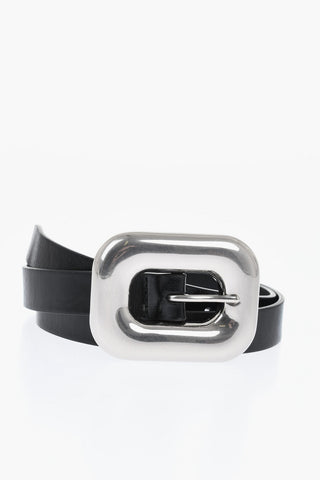 Slim-Fit Leather Belt with 20mm Maxi Buckle