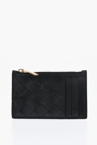 Portacarte in Pelle Intrecciata con Zip 