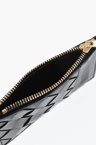 Portacarte in Pelle Intrecciata con Zip 