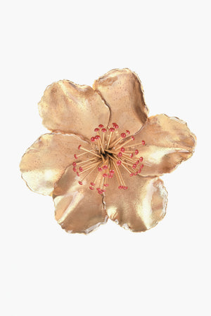 Gold-Tone Flower-Shaped Metal Brooch