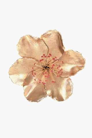 Gold-Tone Flower-Shaped Metal Brooch