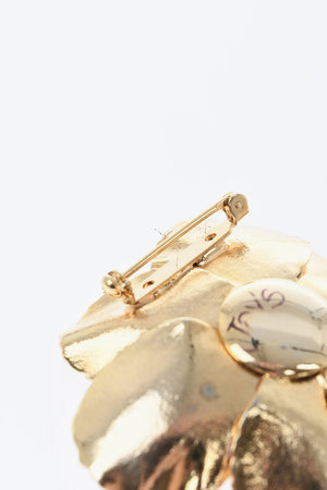 Gold-Tone Flower-Shaped Metal Brooch